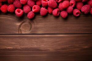 AI generated Aromatic Raspberries wooden. Generate Ai photo