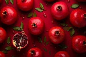 AI generated Pomegranate red ripe background. Generate Ai photo