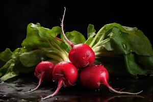 AI generated Crisp Red radishes. Generate Ai photo