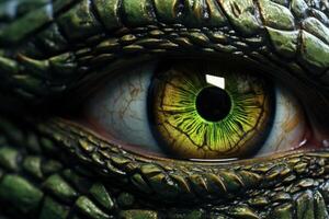 AI generated Intricate Reptilian eye closeup colorful. Generate Ai photo