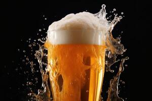 AI generated Frothy Mug of beer with foam. Generate Ai photo