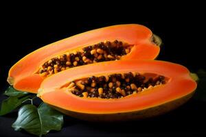 AI generated Sweet Cutted ripe papaya. Generate Ai photo
