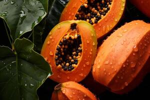 AI generated Sweet Ripe papaya fruit. Generate ai photo