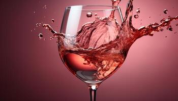 AI generated Splashing wine, pouring liquid, glass filled, celebration in motion generated by AI photo