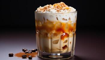 AI generated Freshness and sweetness in a glass, a creamy dessert delight generated by AI photo