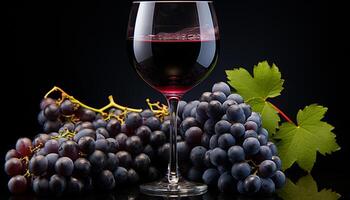 AI generated Gourmet wineglass holds fresh red wine, nature elegant celebration generated by AI photo
