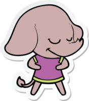 autocollant d'un éléphant souriant de dessin animé png