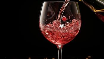 AI generated Luxury wine pouring, glass splashing, celebration in close up generated by AI photo