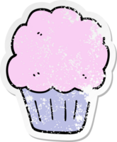 pegatina angustiada de un cupcake de dibujos animados png