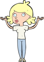 cartoon woman throwing arms in air png