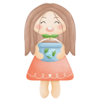 Earth day watercolor elements so cute png