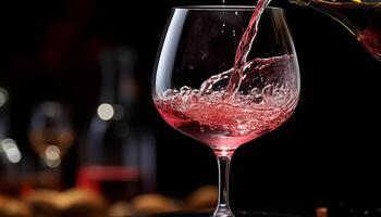 AI generated Luxury wine pouring, glass splashing, celebration of elegance and romance generated by AI photo