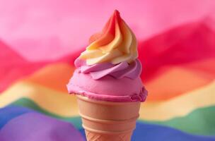 AI generated Rainbow soft-serve delight photo