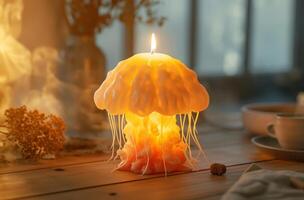 AI generated Jellyfish shaped candle photo