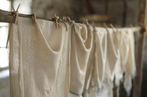 AI generated Linen cloths air drying photo