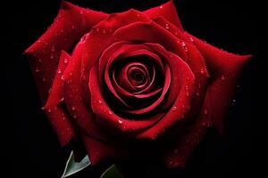 AI generated Vibrant Ruby red rose. Generate Ai photo