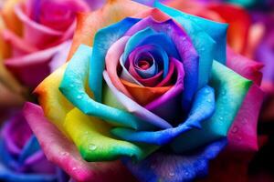 AI generated Vibrant Colorful rose flowers. Generate Ai photo