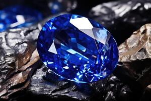 AI generated Radiant Sapphire blue stone. Generate Ai photo