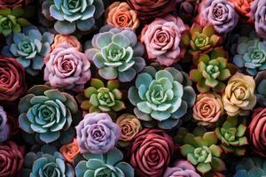 AI generated Fragrant Roses succulent flowers. Generate Ai photo