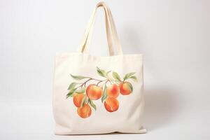 AI generated Peach canvas bag. Generate Ai photo