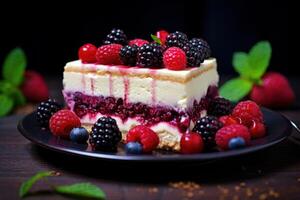 AI generated Decadent Piece cheesecake berry. Generate Ai photo