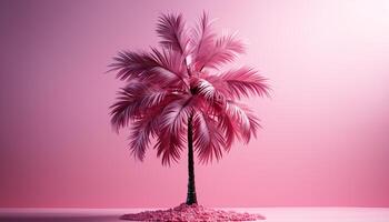 ai generado tropical palma árbol silueta en contra rosado atardecer, naturaleza belleza generado por ai foto