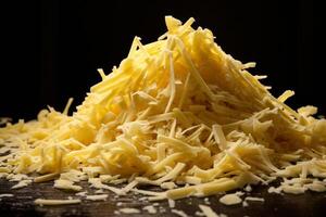 AI generated Grated Shredded cheese. Generate Ai photo