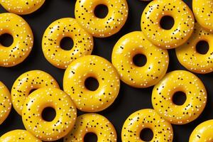 AI generated Yellow donut pattern food. Generate Ai photo