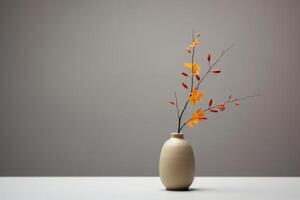 AI generated Austere Minimalist autumn vase. Generate Ai photo