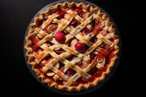 AI generated Pie top view food. Generate Ai photo