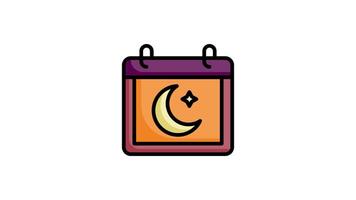 calendario Ramadán icono animación en plano línea estilo en blanco antecedentes video