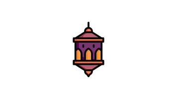 Lantern icon animation in flat line style on white background video