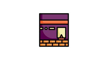 Kaaba icon animation in flat line style on white background video