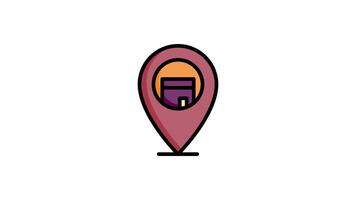 Qibla icon animation in flat line style on white background video