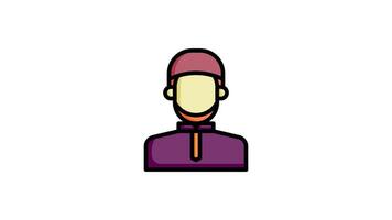 Man muslim icon animation in flat line style on white background video