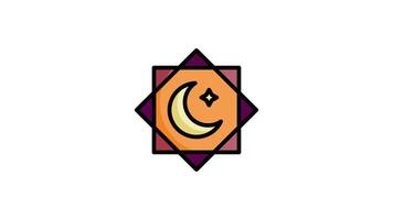 Ramadan icon animation in flat line style on white background video