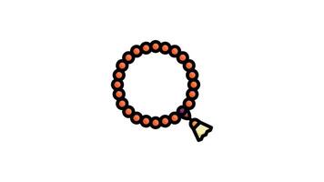 tasbih Symbol Animation im eben Linie Stil auf Weiß Hintergrund video