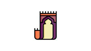 Prayer rug icon animation in flat line style on white background video