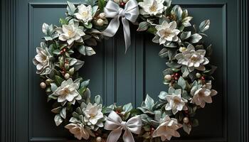 ai generado celebracion de amor Boda invitación con elegante floral guirnalda generado por ai foto