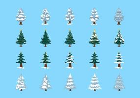 Winter Tree Illustration Element Set vector