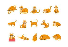 Cute Cat Illustration Element Set vector