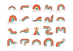 Retro Rainbow Illustration Element Set vector