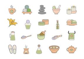 Spa Accessories Doodle Element Set vector