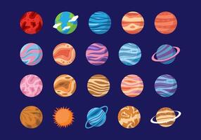 Planet Universe Space Illustration Set vector