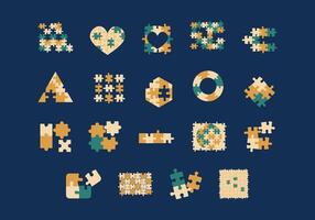 Jigsaw Puzzle Illustration Element Set vector