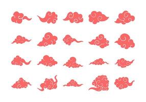Japanese Cloud Pattern Element Set vector