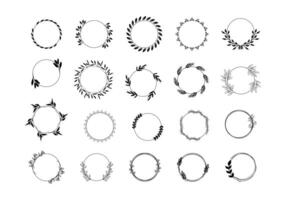 Leaf Frame Circle Element Set vector