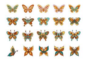 Retro Butterfly Illustration Element Set vector