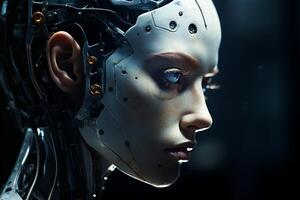 AI generated Robot face. Generate Ai photo