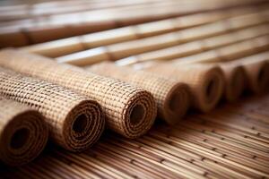 AI generated Rolled bamboo mat banner. Generate Ai photo